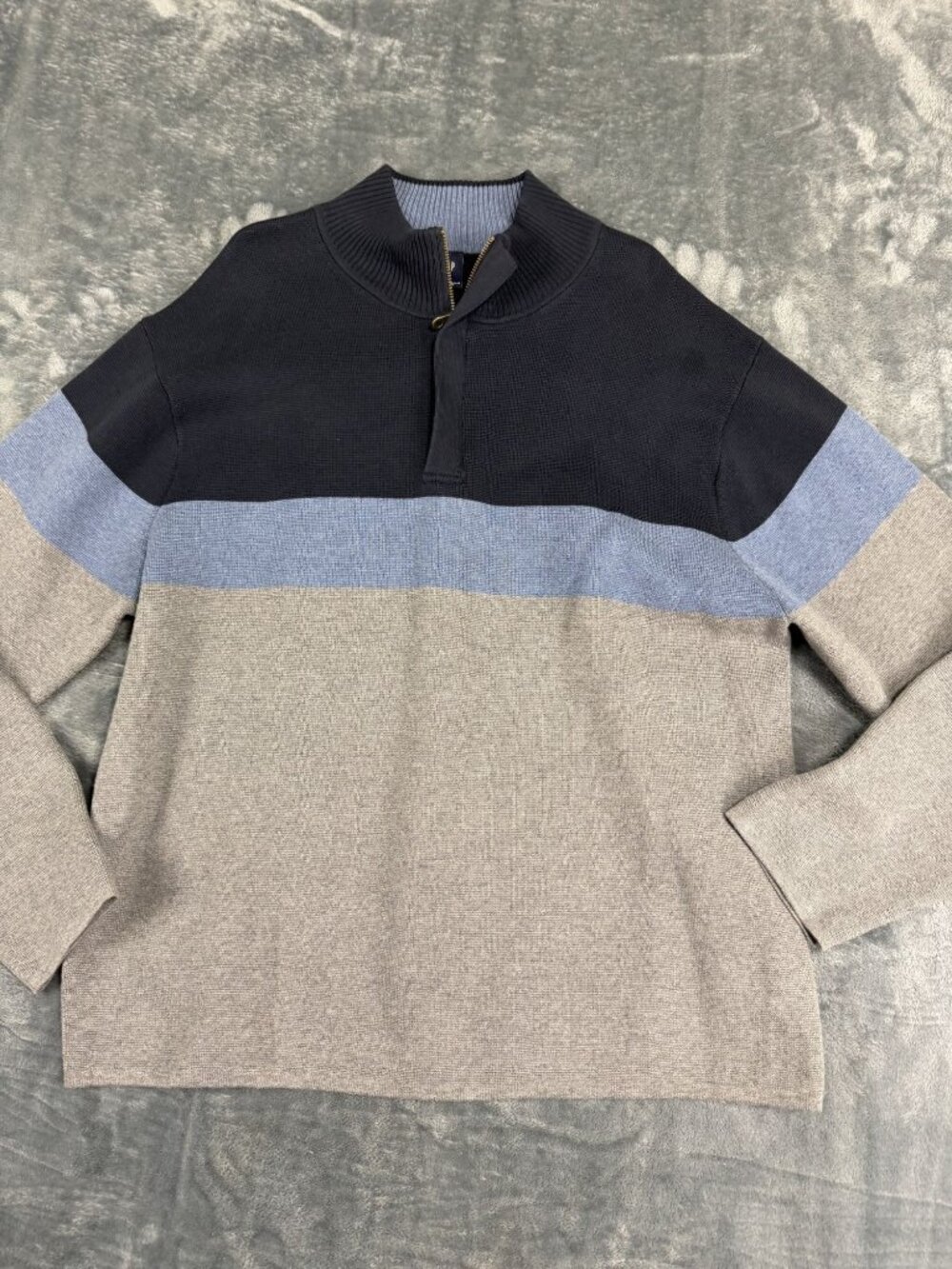 Gap Mens Navy Blue Gray Colorblock Half-Zip Sweater XL